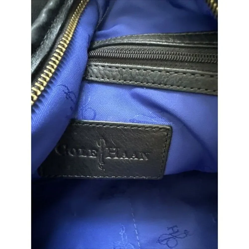 Cole Haan Grammercy Woodbury,‎ leather hobo purse, black gold hardware